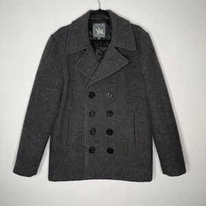 Spiewak & Sons Gray Wool Blend Double Breasted Pea Coat Lined Classic Size M